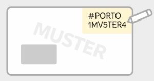 Briefmarke #PORTO handgeschrieben