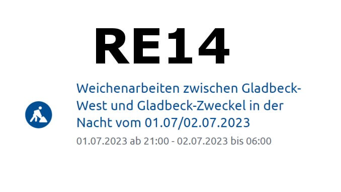 RE14 - Weichenarbeiten zwischen Gladbeck-West und -Zweckel