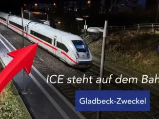 ICE steht seit gestern auf dem Bahnhof Gladbeck-Zweckel