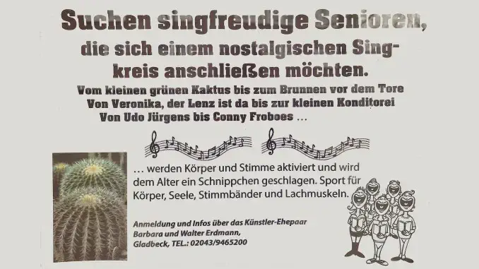 Singfreudige Senioren für neuen Chor in Gladbeck gesucht