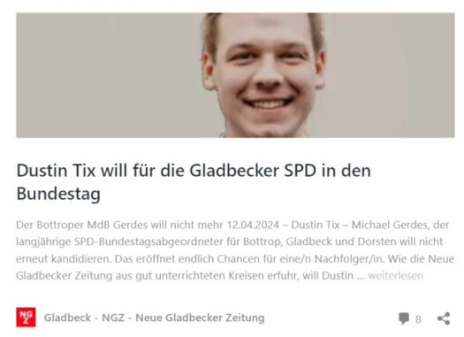 Tix (SPD) will in den Bundestag