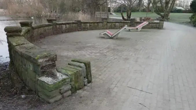 Zeugenaufruf: Beschädigung Natursteinmauer Nordpark