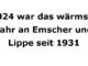 Wärmstes Jahr Emscher und Lippe seit 1931 = 2024