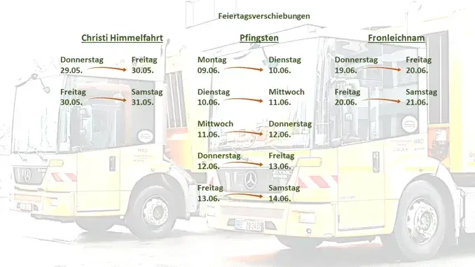 Feiertagsverschiebung Müllabfuhr - ZBG Feiertage sorgen für Müllabfuhr-Verschiebung
