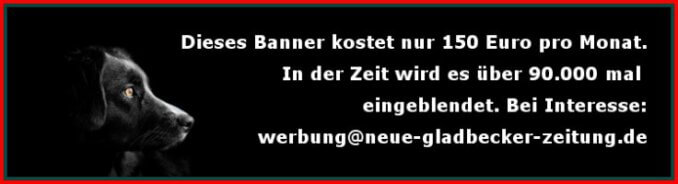 Hund mit Werbetext