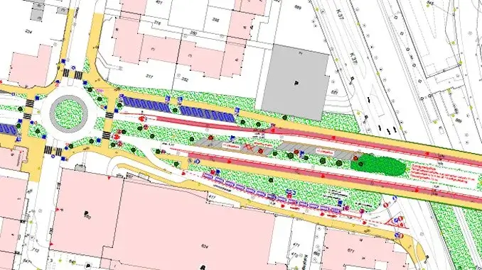 Parkplätze auf dem Mittelstreifen Runder Tisch zur Buerschen Straße in Gladbeck
