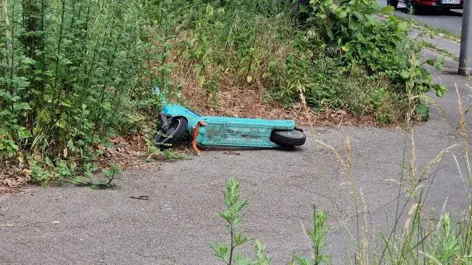 Leih-E-Scooter am Wegesrand