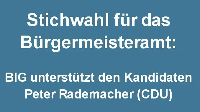 Big unterstützt Rademacher_ergebnis Gladbeck: BIG unterstützt CDU-Rademacher