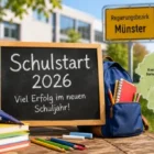 Schulstart 2026: 357.243 Schüler im Regierungsbezirk Schulstart 2026 mit Schultüte und Schulmaterialien im Regierungsbezirk Münster